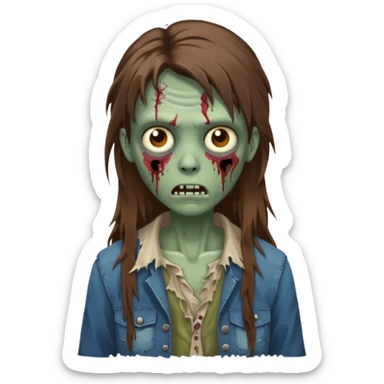 Zumbie hair Brown famele long hair  sticker