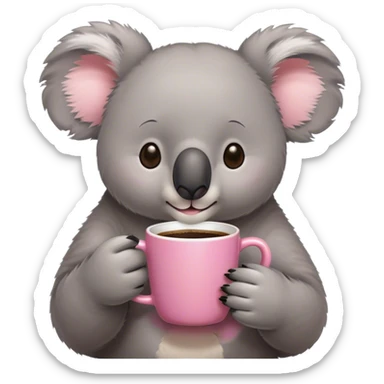 Koala Drinking cofre in a pink mug  sticker