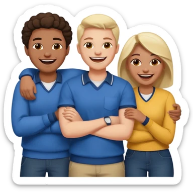 strong team of 3 having fun together sticker