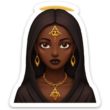 Dark oil traced over woman’s skin forming occult symbols, sensual devotion sticker