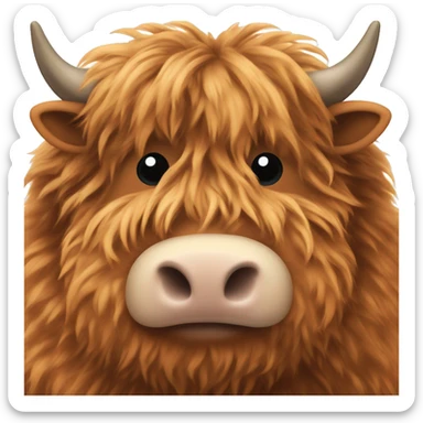 Fluffy highland cow iOS 18 style sticker