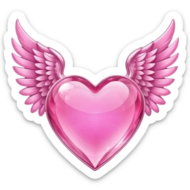 Pink crystal heart with wings sticker