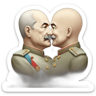 stalin kisses Lenin's bald head sticker