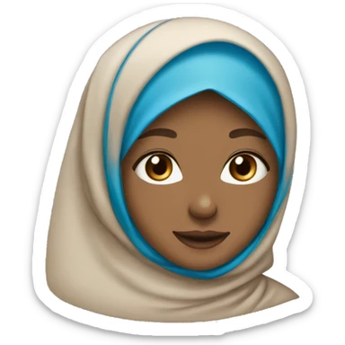 girl with hijab light brown, light blue eyes, lightskin and freckles, smile little, look cute  sticker