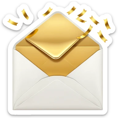 white envelope surrounded gold confetti sticker