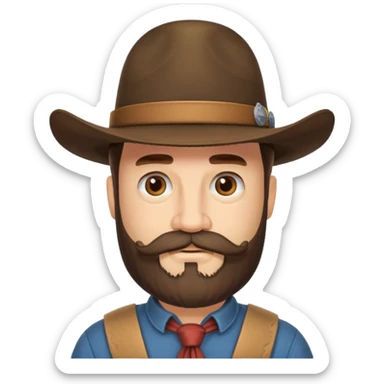 a western earl with full beard, wearing hat sticker