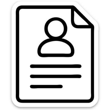 resume icon, outlined style, simple and clear, black and white sticker