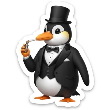 A penguin wearing a smoking sticker