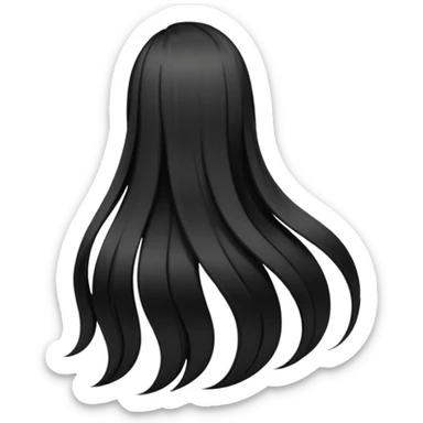 back view of long black hair sticker