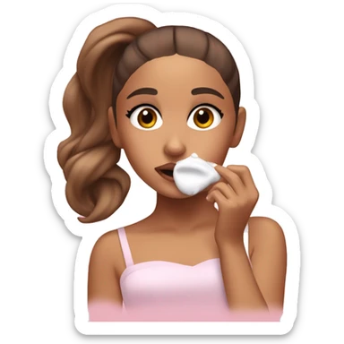 Ariana grande applying cream on face sticker