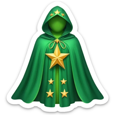 a fantasy  magic, green color with star pattern cloak sticker