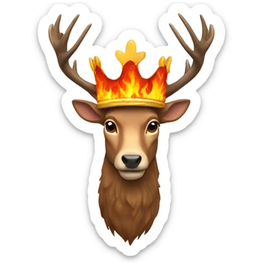 A stag in a crown of fire sticker