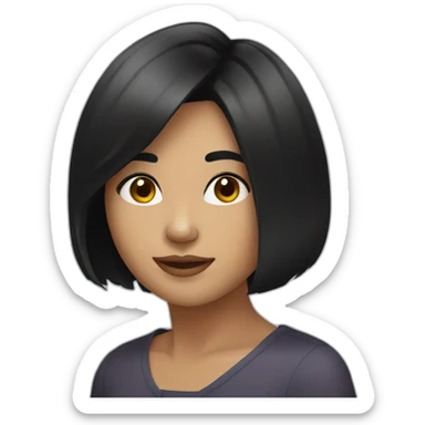 young woman with a black bob haircut sticker