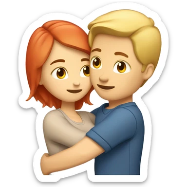 Boyfriend (Bold and Blonde) and Girlfriend (light Brown/ red Hair) hugging  sticker