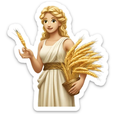 Beautiful long blonde Greek goddess holding wheat renaissance  sticker