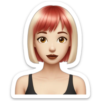 Pale girl with black wi try red highlights bangs sticker