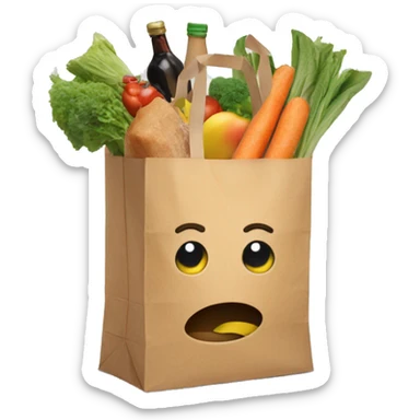 Paper grocery bag full of groceries sticker