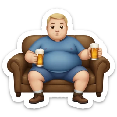 fat guy on couch with beer but very simple that i can use as background sticker