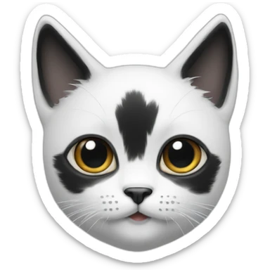 white cat with black on the top of the head sticker