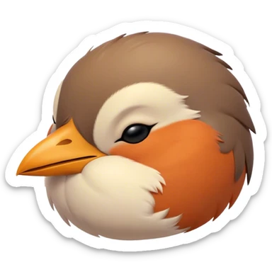 Meme-Worthy Cute Sleeping Robin Portrait Emoji, Head resting peacefully with a contented smile, showcasing a delicate, softly feathered body and eyes gently closed in serene slumber, Simplified yet adorably endearing features, highly detailed, glowing with a soft, drowsy light, high shine, relaxed and utterly lovable, stylized with an air of playful laziness, soft glowing outline, capturing the essence of a sleeping robin that feels destined to become the next viral icon of adorable rest! sticker
