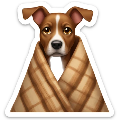 Brown dog pointy ears wrapped in blanket sticker