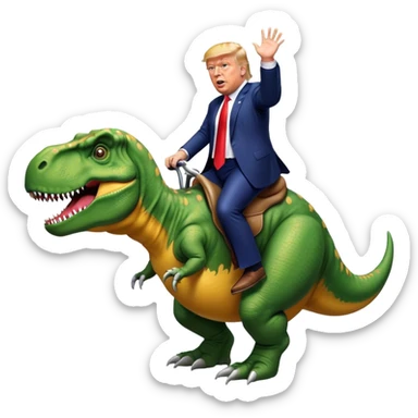 Donald Trump riding t-rex sticker