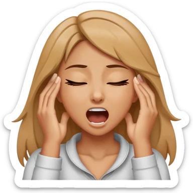 Girl with her hands around her neck with her eyes closed and she sreaming sticker