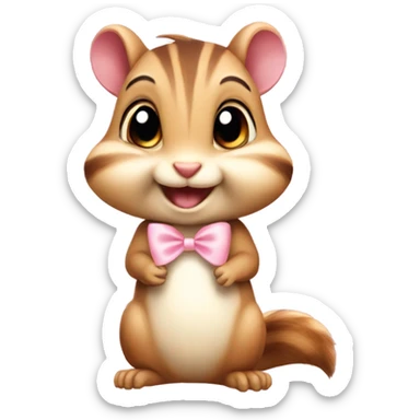 Cute kind Chipmunk with light pink bow sticker