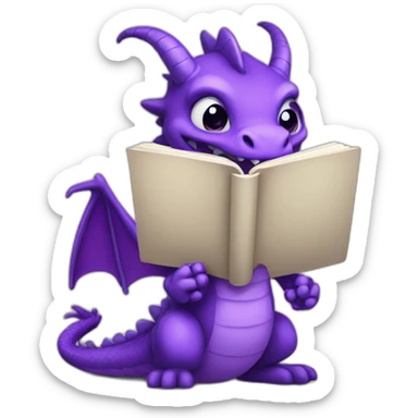 purple dragonh head holding book RIP title sticker