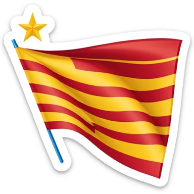 Catalonian estelada flag, extremely simplified, minimal lines and colors, blue triangle, white star, red and yellow stripes, no extra details sticker