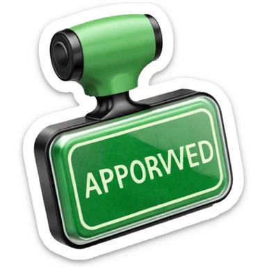 approval ink stamp in green, It needs to say the words "Approved"  sticker