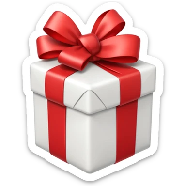 red and white christmas present with Christmas lights sticker