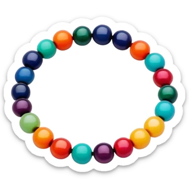 A medium sized beaded bracelet with round, polished beads in mixed vibrant colors, elastic style, no background, standalone. sticker