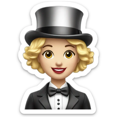 una chica rubia al estilo mr. monopoly sticker