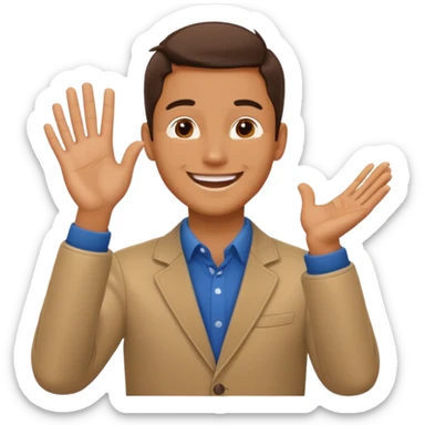 clap hand with men head in between sticker