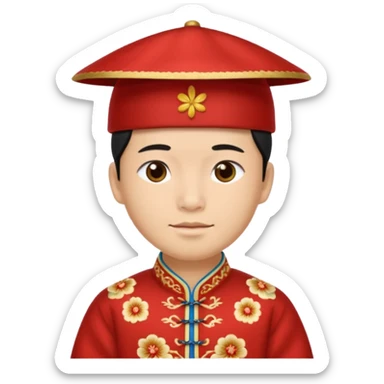 chinese male in 1800s, with chinese hat sticker