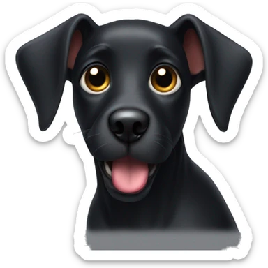black dog with pointed ears tongue out sticker