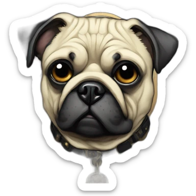 A cyberpunk pug in Art Nouveau style during 1910 sticker