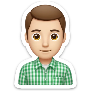 green white gingham shirted man sticker