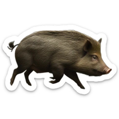 Photo-real-wild boar bumped by car sticker