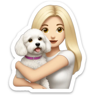 Blondie girl with bichon frise sticker