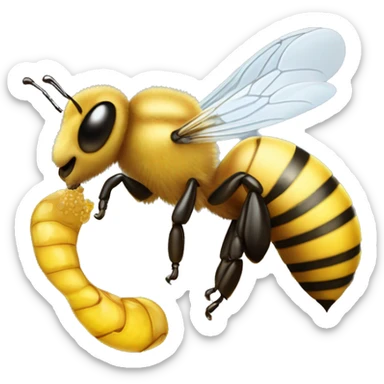the body of a honey bee have a yellow Python head sticker