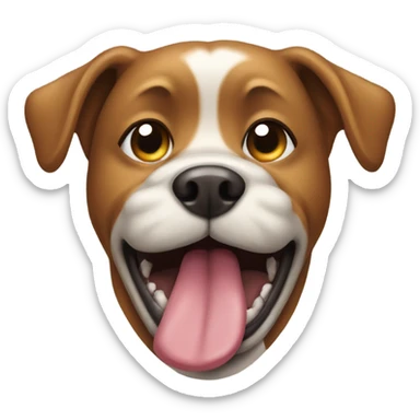 A dog pooping  with its eyes crossed and tongue out  sticker