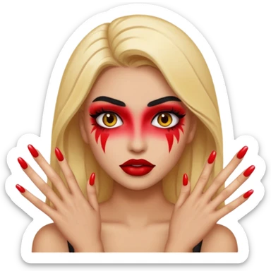 A baddie emoji with makeup and nails sticker