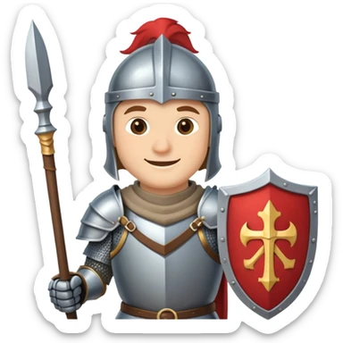 smiling knight holding a spear sticker
