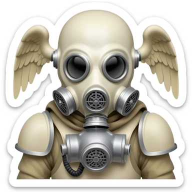 analogue horror faceless angelic monster in gas mask sticker