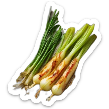 Catalan calçots are grilled tender onions with a smoky, sweet flavor, typically served with a tomato and almond sauce. 🌱🔥🍅😋 sticker