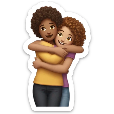 Hug one curly girl with another girl sticker