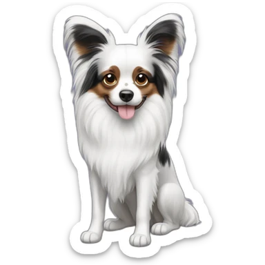 Black and white Papillon dog sticker