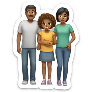 A girl hugs her parents sticker